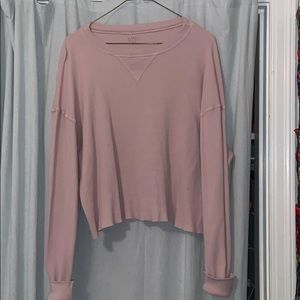 J Galt waffle long sleeve cropped tee